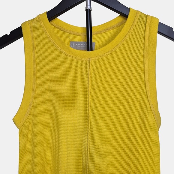 EVERLANE Womens Organic Cotton Small Dress Yellow  Waffle Tank Maxi Pullover - Picture 2 of 11